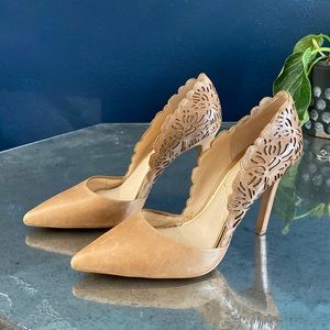 Tan, detailed Jessica Simpson heels